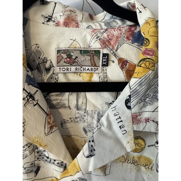 Tori Richard Shirt Hawaiian Men’s XXL 2XL Cocktail Martini Dominoes Rayon USA - Picture 3 of 5